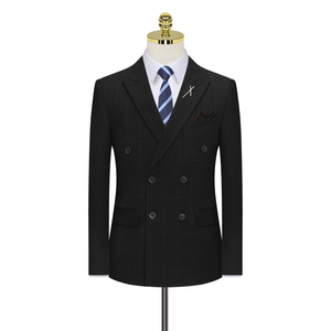男士西服礼服西装修身两件套格子双排扣假模高清LJT865-P200图片