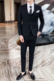 经典款条纹修身西服三件套男士商务西装礼服轻熟气质SJT813-P270，男装西服套装，星座1012