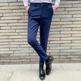 男士韩版修身西裤英伦风长裤垂坠感格子休闲裤1012-K811-P75，男装西裤，星座1012