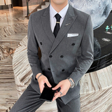 西装男套装修身双排扣结婚西服商务职业礼服三件套SJT832-P235，男装西服套装，星座1012