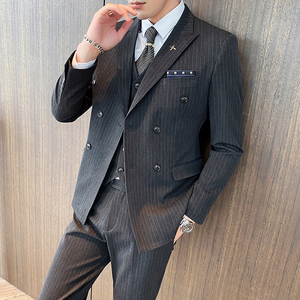 双排扣西装男套装三件套修身英伦礼服商务绅士1012-SJT826-P265图片
