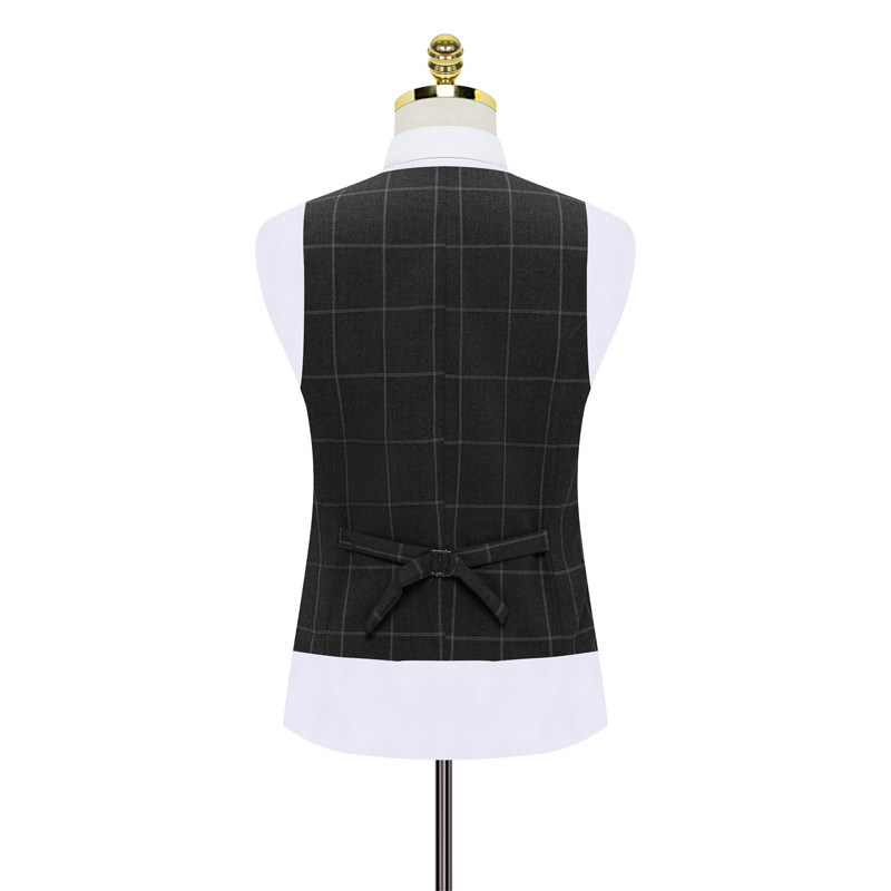 格子款一粒扣浅灰西装套装三件套正装西服礼服8121-P280,男装西服套装,星座1012