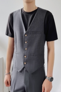 灰色修身西装马甲小坎肩商务休闲职业西服坎肩M834-P45图片
