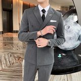 西装男套装修身双排扣结婚西服商务职业礼服三件套SJT832-P235，男装西服套装，星座1012