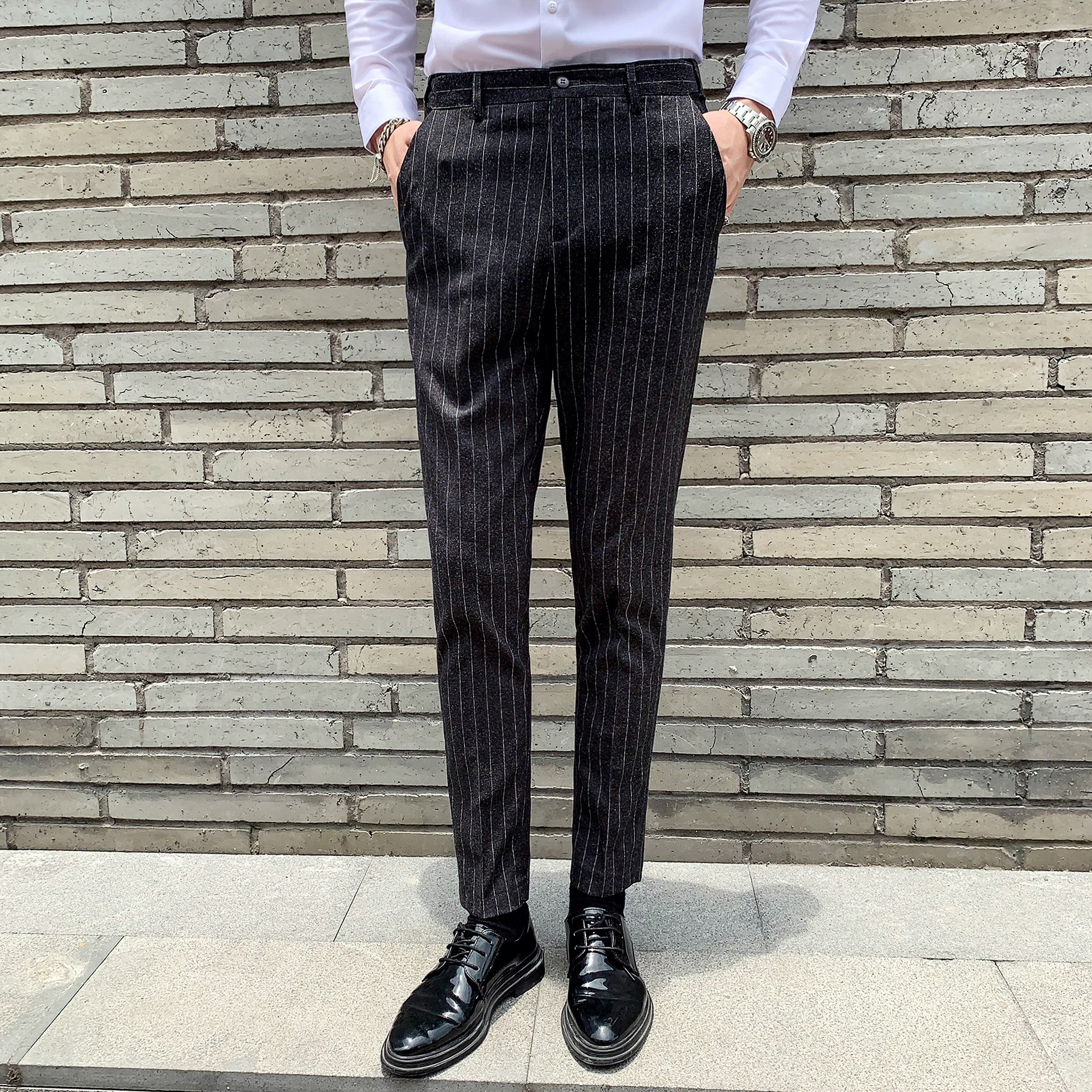 男士长裤绅士英伦条纹休闲裤韩版修身西裤1012-K809-P75,男装西裤,星座1012