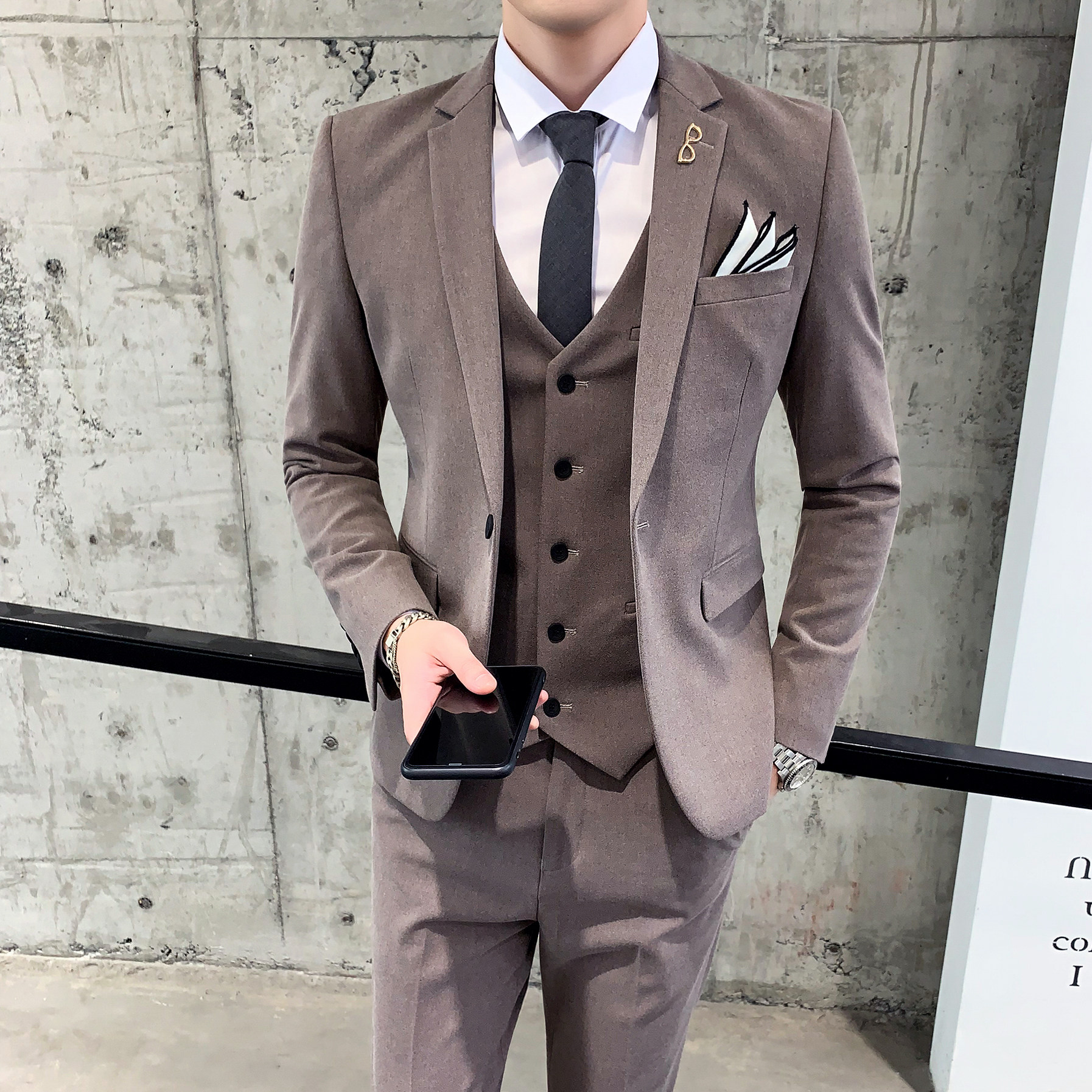 秋冬三件套英伦西服套装男士礼服职业发型师韩版西服SJT805-P240,男装西服套装,星座1012
