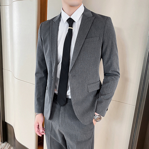 英伦修身西装男套装西服两件套纯色职业商务休闲1012-LJT803-P220图片