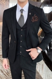 虚线条纹修身西装男套装三件套商务英伦西服SJT820-P260，男装西服套装，星座1012