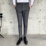 帅气条纹西裤男青年休闲百搭长裤西服正装小脚裤1012-K808-P70，男装西服，星座1012