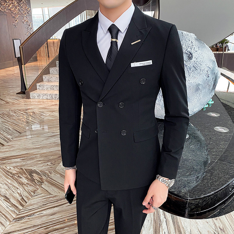 西装男套装修身双排扣结婚西服商务职业礼服三件套SJT832-P235,男装西服套装,星座1012