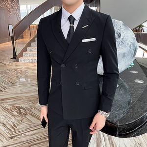 西装男套装修身双排扣结婚西服商务职业礼服三件套SJT832-P235图片