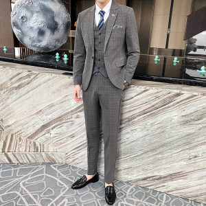 商务绅士格子西装男套装三件套上班新郎结婚礼服1012-SJT830-P280图片