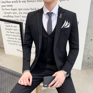 秋冬三件套英伦西服套装男士礼服职业发型师韩版西服SJT805-P240图片