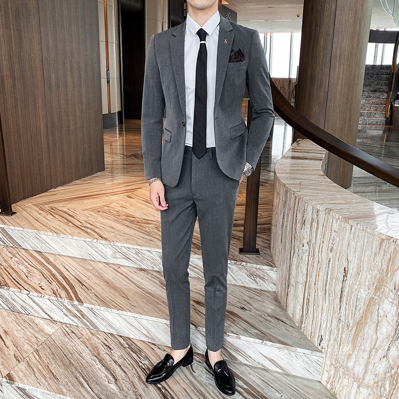 男士修身西服两件套英伦帅气西装新郎结婚礼服商务潮LJT817-P200,男装西服套装,星座1012