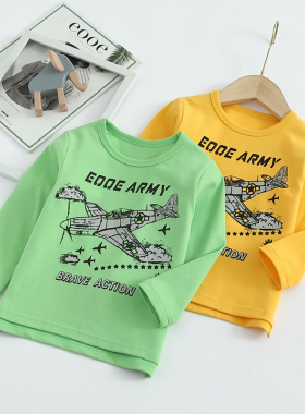 非常小鱼61159男儿童装春秋季纯棉休闲圆领长袖T恤上衣正品促销