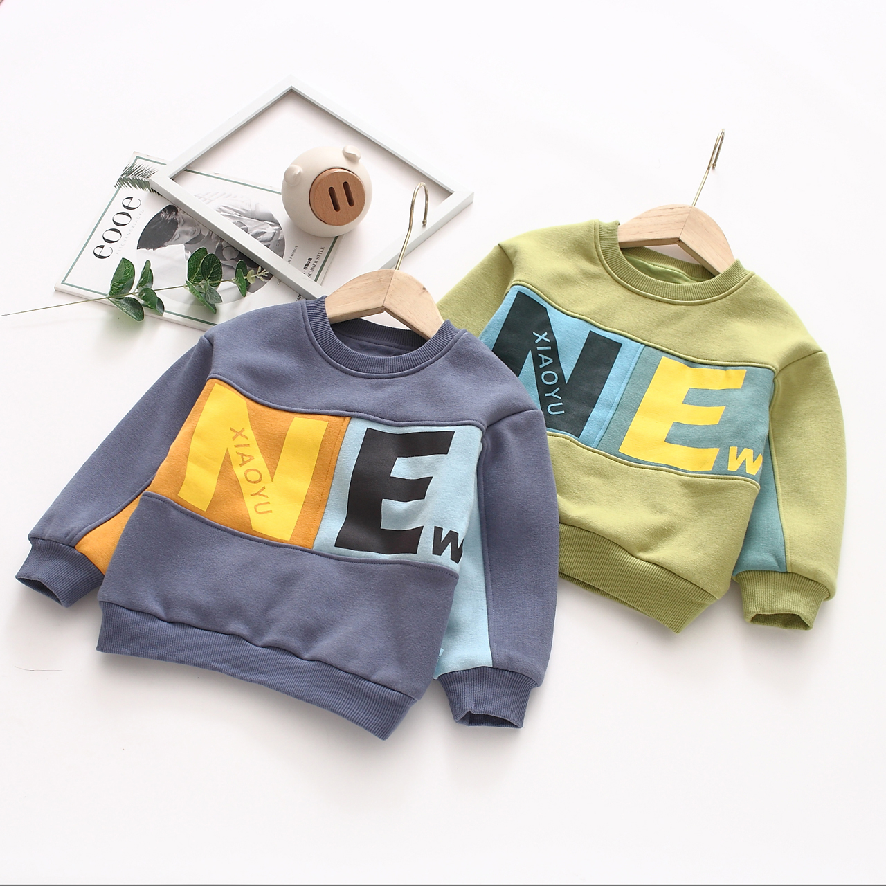 非常小鱼秋冬季男童休闲布里卫衣