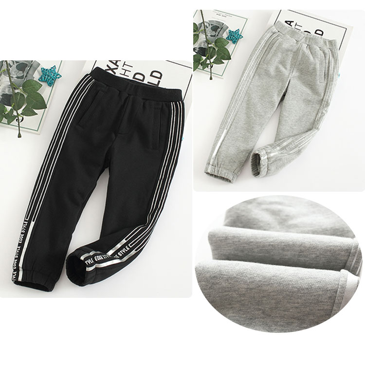 秋冬季夹棉保暖束脚高腰长裤童装