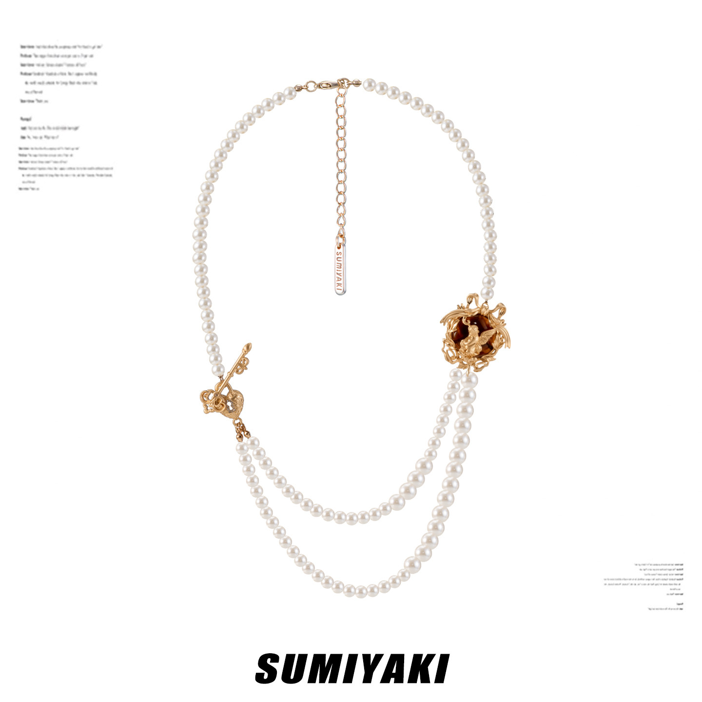SUMIYAKI 琥珀天使系列珍珠长款项链复古颈链
