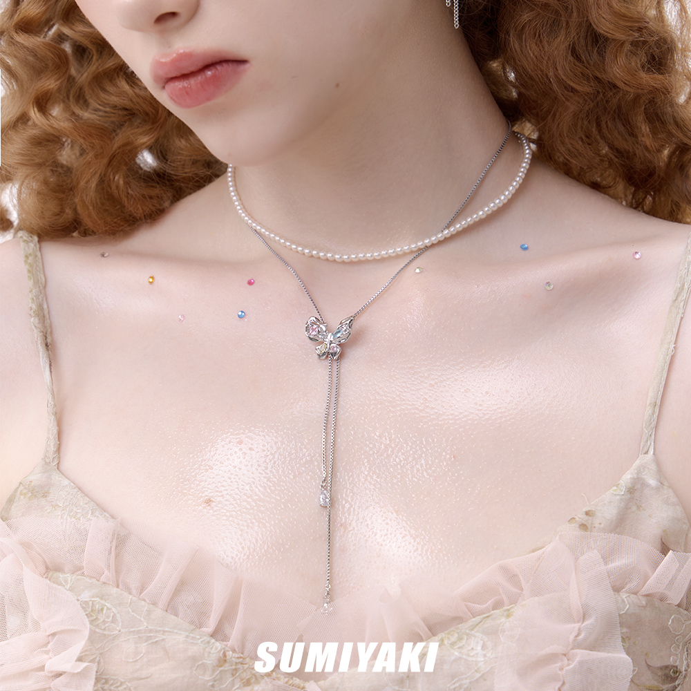 SUMIYAKI蝴蝶珍珠鎖骨鏈