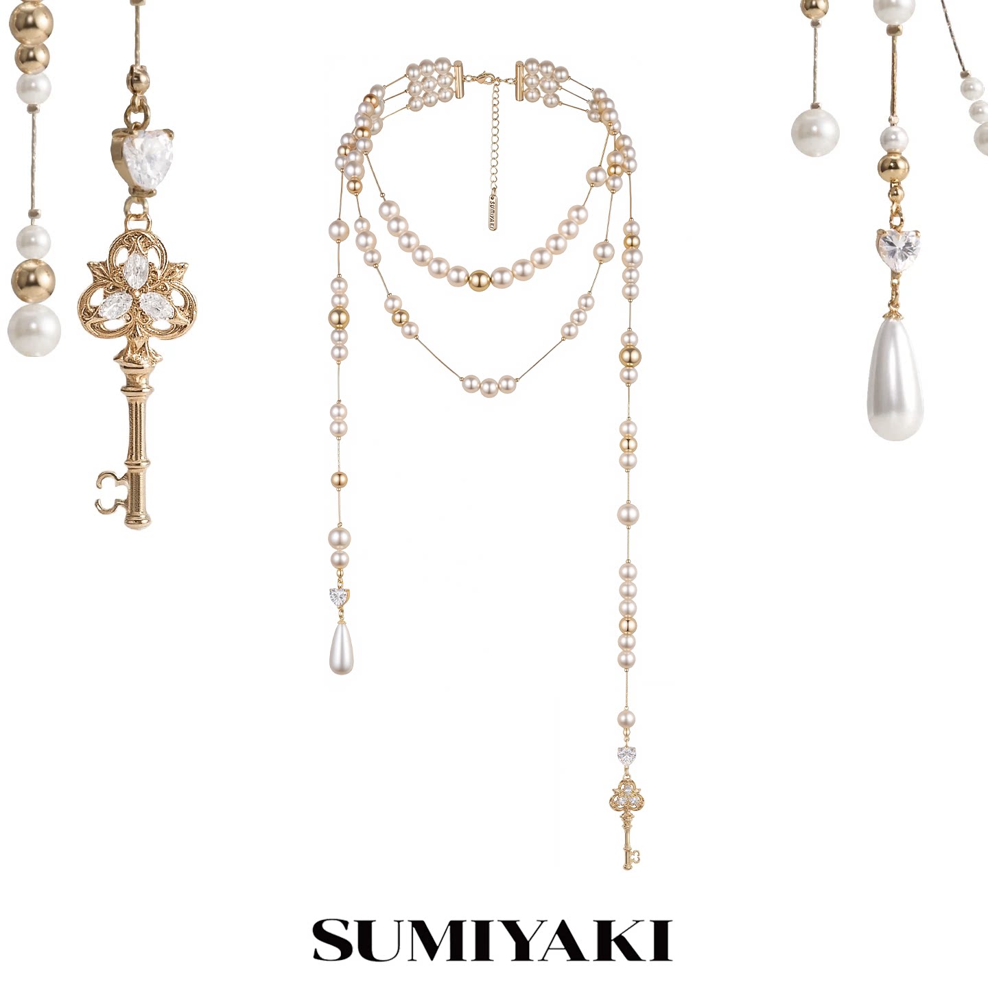 SUMIYAKI 爱锁芯系列破碎珍珠叠戴项链固定版爆款毛衣链女配饰
