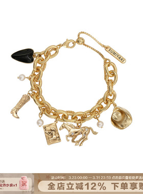 小马手链复古牛仔帽骑士靴手饰