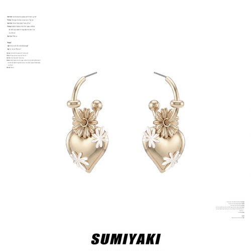 SUMIYAKI 雏菊系列菊花爱心耳环原创设计轻奢耳钉超火时尚耳饰女