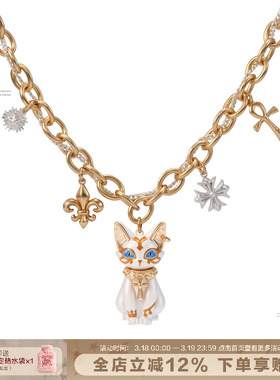 埃及法老猫项链安卡十字架锁骨链