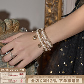 SUMIYAKI 爱锁芯系列珍珠爱心吊坠手链多层叠戴手串