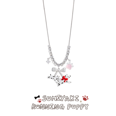 奔赴小狗甜酷蝴蝶结斑点狗项链