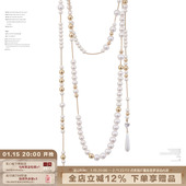 倾泄颈间 珍珠SUMIYAKI破碎珍珠项链可调节长短缠绕千金风颈链