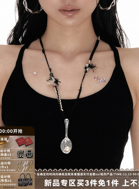 秋冬简约编绳勺子项链毛衣链女