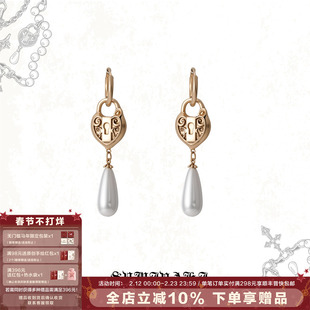 SUMIYAKI 爱锁芯系列复古哥特风耳饰水滴珍珠长款耳环 超美