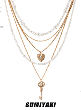 复古爱锁芯系列多层珍珠项链