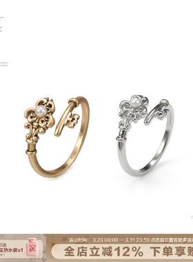 爱锁芯钥匙轻奢复古戒指组合女