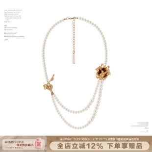 SUMIYAKI 项链复古颈链 琥珀天使系列珍珠长款