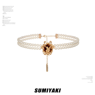 琥珀天使系列珍珠项链复古choker女 SUMIYAKI