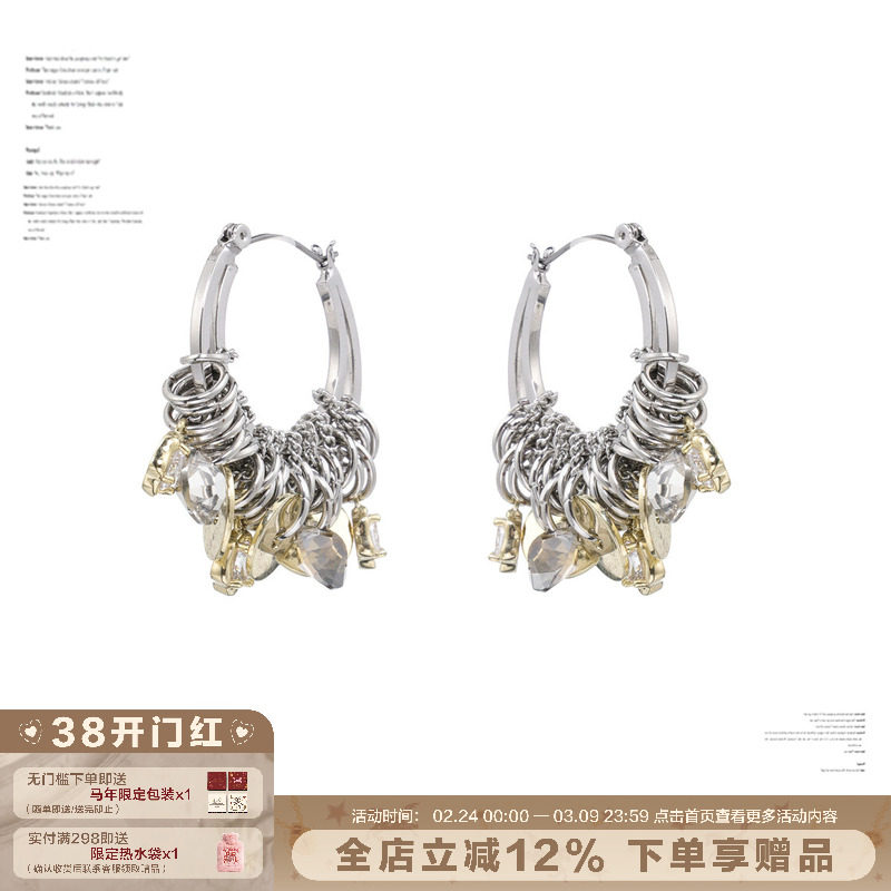 【明星同款】SUMIYAKI 艺术感耳饰高级感麻花线圈金银色耳环重工