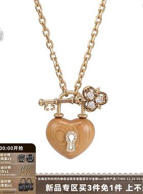 钥匙OT扣长款木头项链女