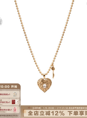 复古爱锁芯系列做旧爱心项链