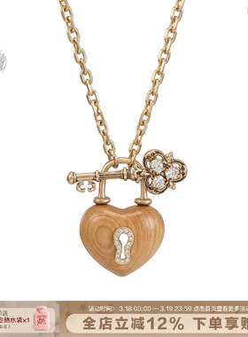 钥匙OT扣长款木头项链女