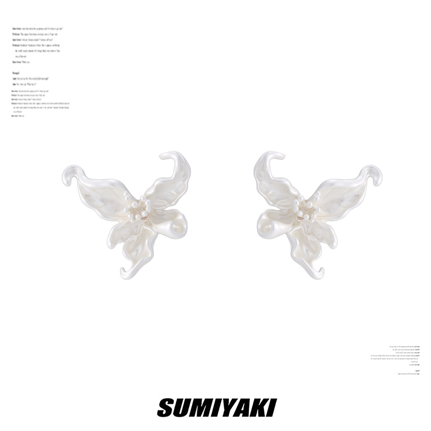 thumbnail for SUMIYAKI Pale Telling Series Pure white iris earrings niche design light luxury high-end earrings for women