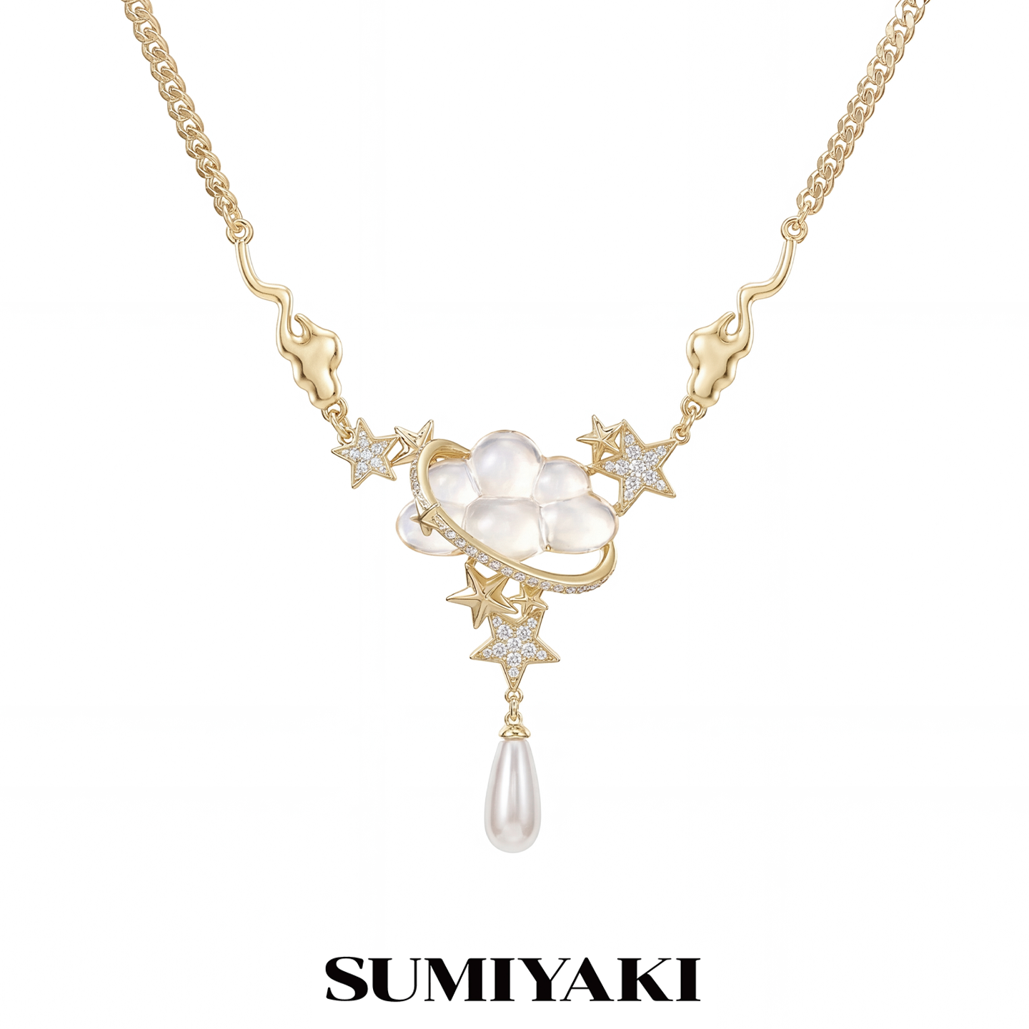 SUMIYAKI云朵系列设计感满钻星星项链轻奢长款珍珠链精致女配饰