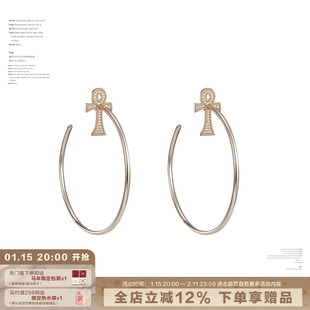 SUMIYAKI 满钻安卡十字架耳环 显瘦显脸小 大耳圈女