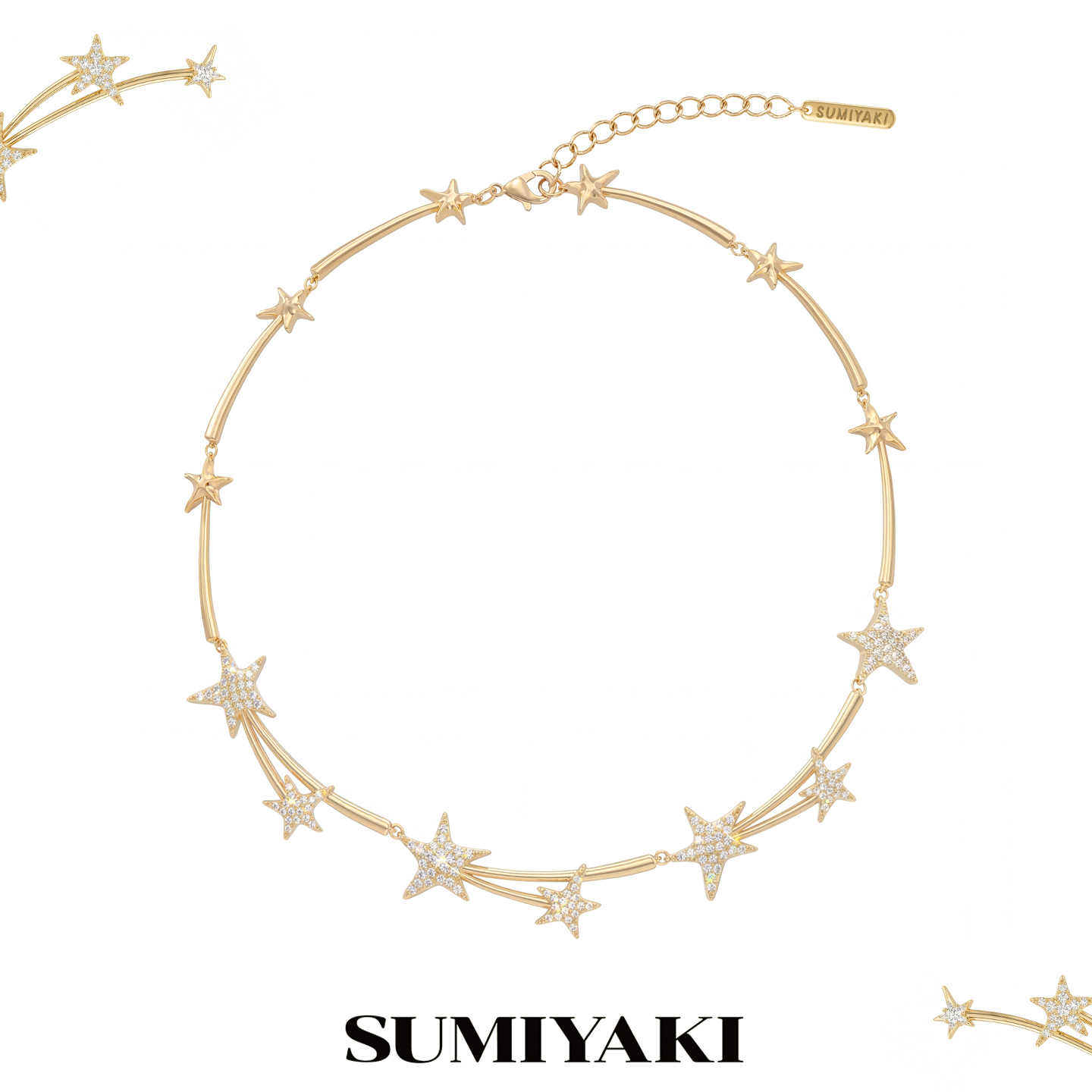 SUMIYAKI 流星系列 满钻轨迹星星项链女轻奢高级感锁骨链轻奢项圈