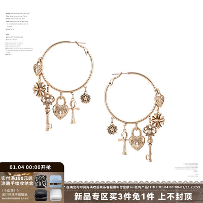 SUMIYAKI 爱锁芯系列秋冬美式复古风钥匙爱心耳环显瘦大耳圈女