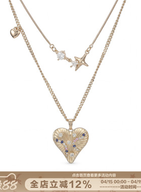 拉丝彩钻爱心项链美式辣妹锁骨链
