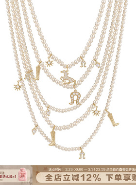 马蹄系列多层项链复古叠戴锁骨链