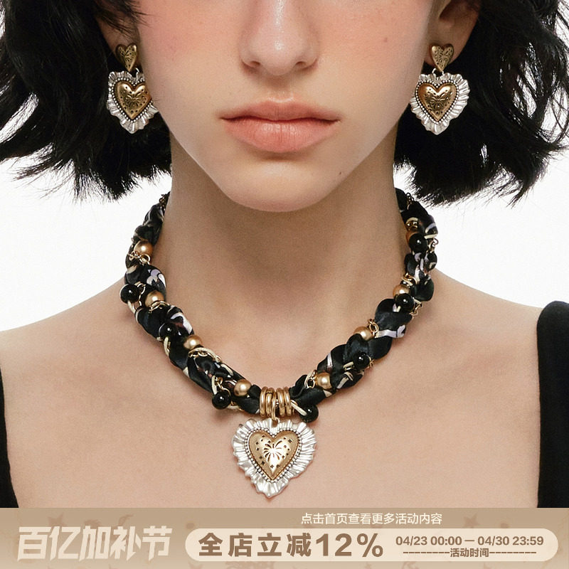 SUMIYAKI烟花爱心系列秋冬复古丝巾项链 超美