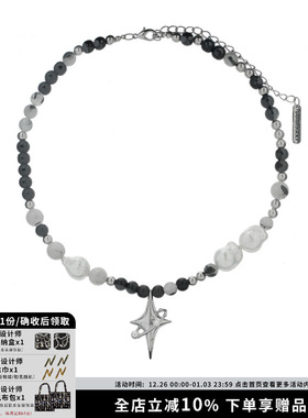 SUMIYAKI原创星体系列黑白珍珠项链女小众手工串珠玛瑙星芒锁骨链
