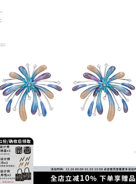 SUMIYAKI 烟火星辰耳环 纯手工烟花耳钉小众耳饰耳夹无耳洞女礼物